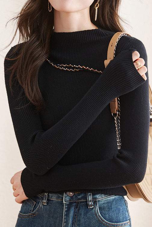 Round Neck Beaded Hollow Knit Top - liwisi