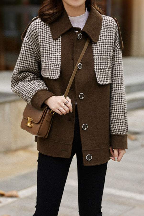 Casual Houndstooth Wool Blend Coat in 2 Colors - liwisi