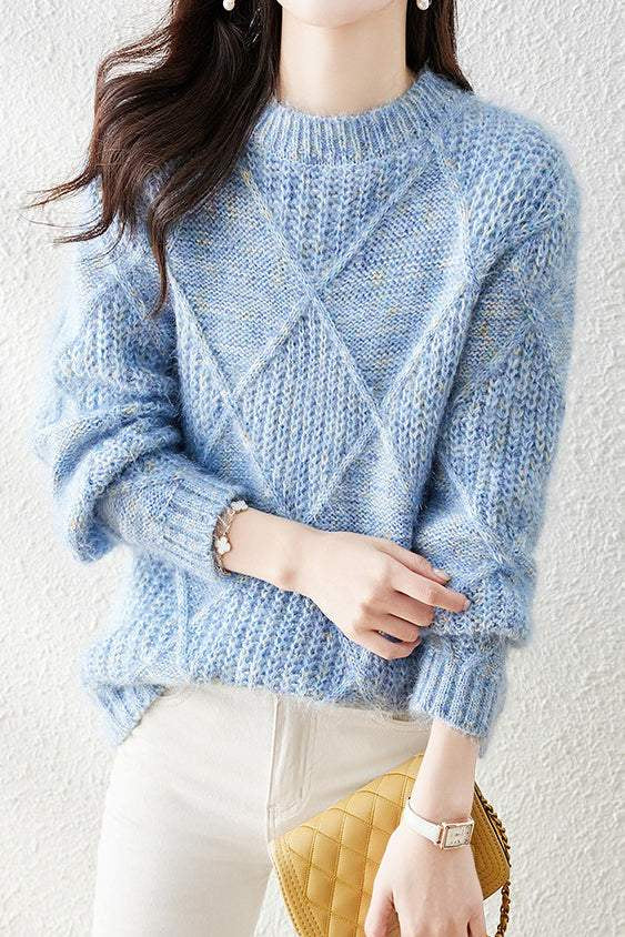 Lazy-style colored-dot knitted bottoming sweater - liwisi