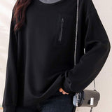 Half-high collar spliced color-block casual sweatshirt - liwisi