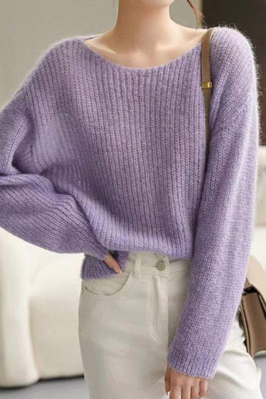 Round Neck Lace Knit Top - 5 Colors Available - liwisi