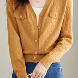 V-neck knitted cardigan - liwisi