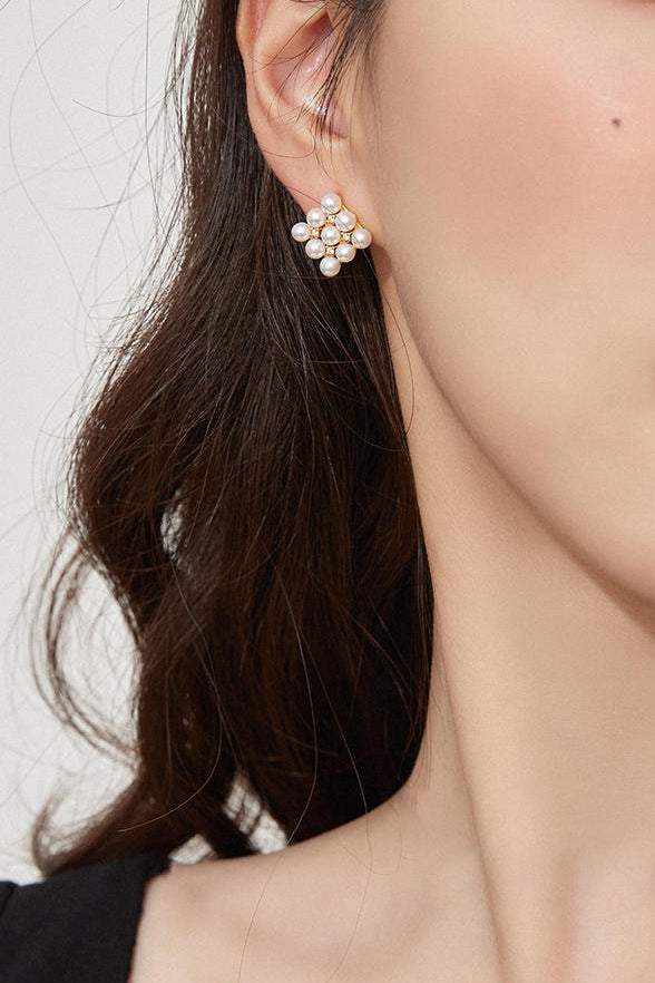 Pearl Bijou Square Motif Earrings - liwisi
