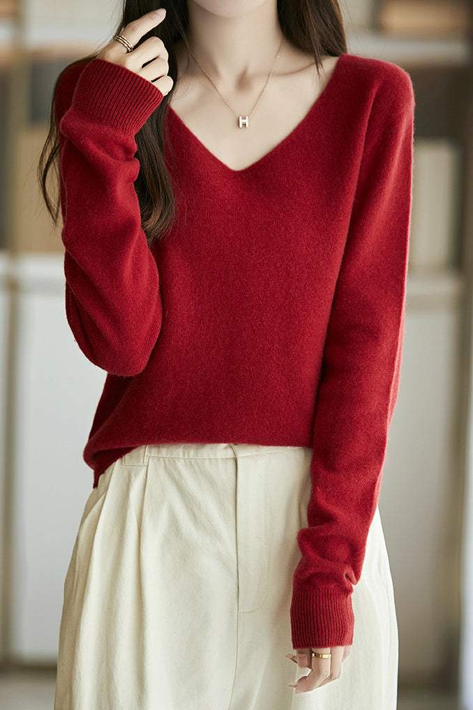 Solid-color versatile knitted shirt - liwisi