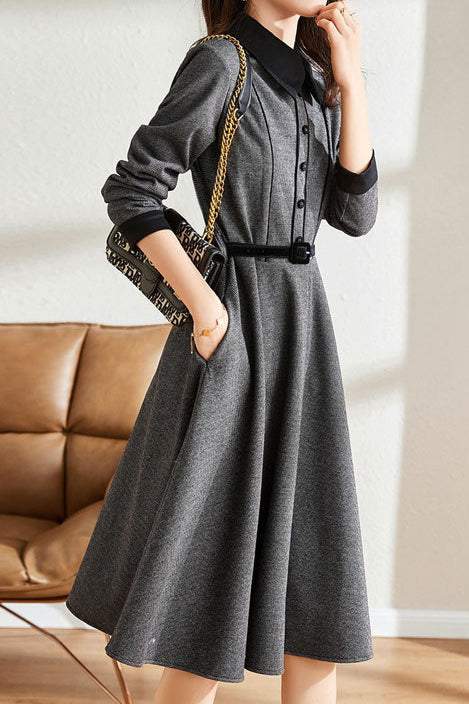Retro Color Block Midi Dress - liwisi