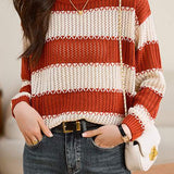 Contrast Color Hollow Out Knit Sweater - liwisi