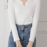Elegant Collared Knitted Base Layer Top - liwisi