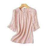 Front Cut-Out Rhinestone Decor Sheer Sleeve Blouse - 2 Colors Available - liwisi