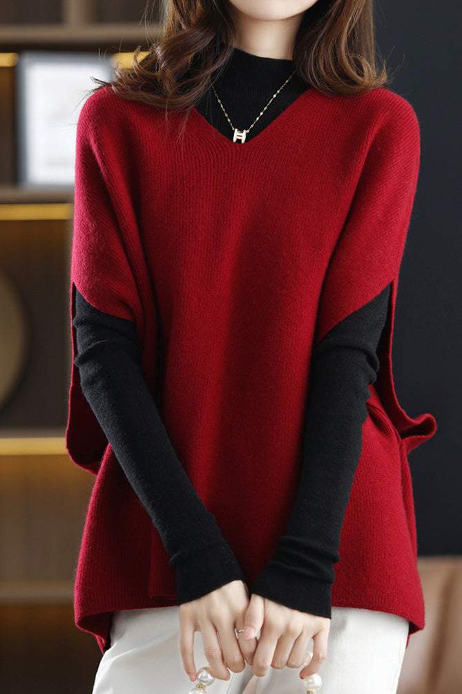 Poncho Style V-Neck Casual Knit Vest - 5 Colors Available - liwisi