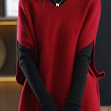 Poncho Style V-Neck Casual Knit Vest - 5 Colors Available - liwisi