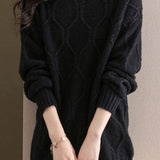 Half turtleneck loose knitted sweater - liwisi