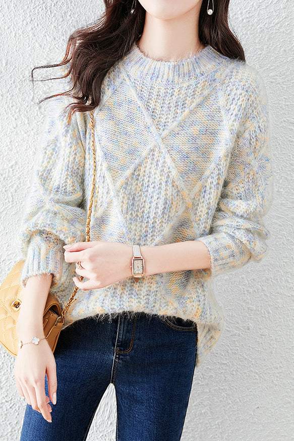 Lazy-style colored-dot knitted bottoming sweater - liwisi