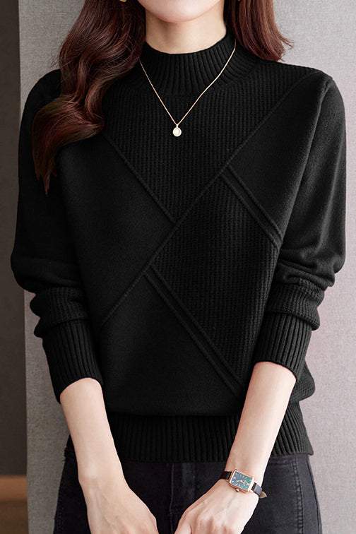Bottle Neck Casual Jacquard Knit - 4 Colors Available - liwisi