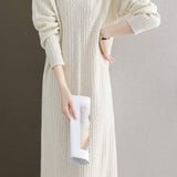 Simple and Comfortable Long Jacquard Knit Dress in 2 Colors - liwisi