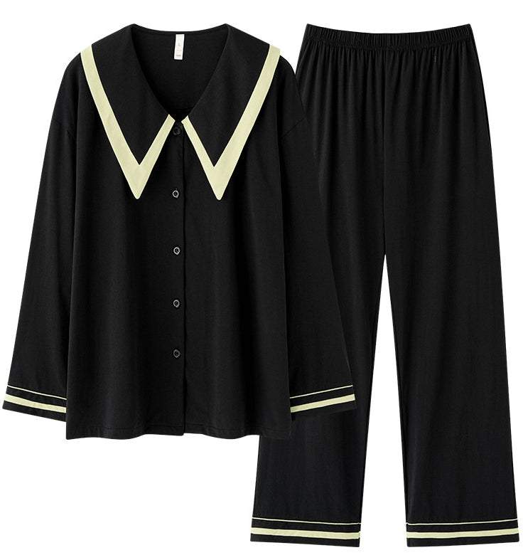 French-collar pure cotton women's loungewear set - liwisi