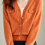 V-neck knitted cardigan - liwisi