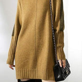 Half turtleneck color-blocked dress - liwisi