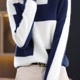 High Neck Color Block Knit Top in 4 Colors - liwisi