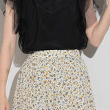 Round Neck Double Tulle Flare Sleeve T-Shirt - 2 Colors Available - liwisi