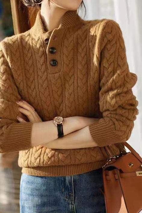 Casual Minimalist Jacquard Knit Sweater - liwisi