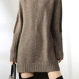 Half turtleneck color-blocked dress - liwisi