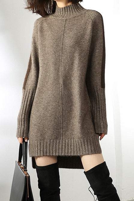 Half turtleneck color-blocked dress - liwisi