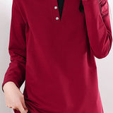 Solid-color long-sleeved T-shirt - liwisi