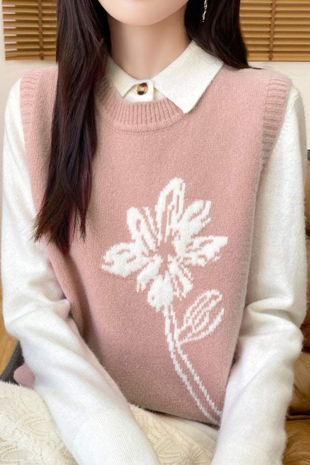 Round-neck pullover sleeveless waistcoat - liwisi
