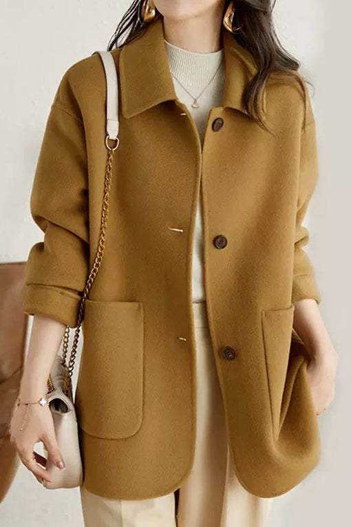 Simple Stand Collar Coat with Lining - 3 Colors Available - liwisi