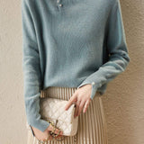 ハイネック袖スリットパール装飾ニット 4色入 - liwisi