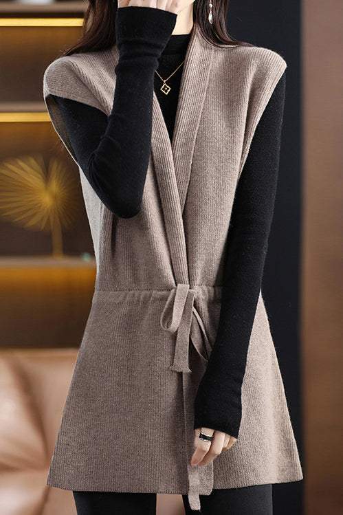 Tied sleeveless waistcoat - liwisi