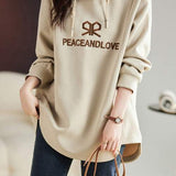 Hooded Logo Embroidery Drop Shoulder Hoodie - liwisi