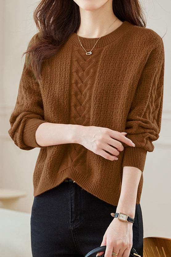 Round-neck Hollow Knitted Top - liwisi