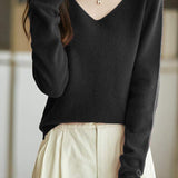 Solid-color versatile knitted shirt - liwisi