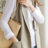 Notch Lapel Color Side Slit Linen Gilet - 3 Colors Available - liwisi
