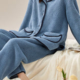 Warm coral fleece loungewear - liwisi