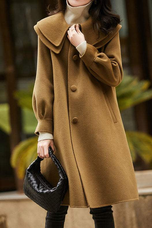 Peter Pan Collar Double-Layer Wool Coat - liwisi