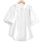 Raglan Balloon Sleeve Placket Shirt with Lining - 3 Colors Available - liwisi