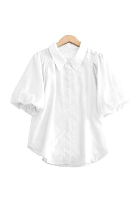 Raglan Balloon Sleeve Placket Shirt with Lining - 3 Colors Available - liwisi
