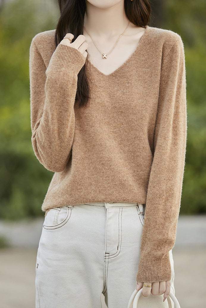 Solid-color versatile knitted shirt - liwisi