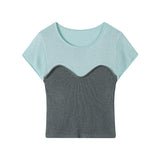 Bi-Color Contrast Casual Knit Top - 3 Colors Available - liwisi