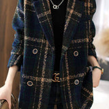Vintage Plaid Wool Blend Coat - liwisi