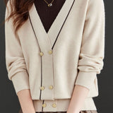 Contrast - color fake two - piece knitted sweater - liwisi