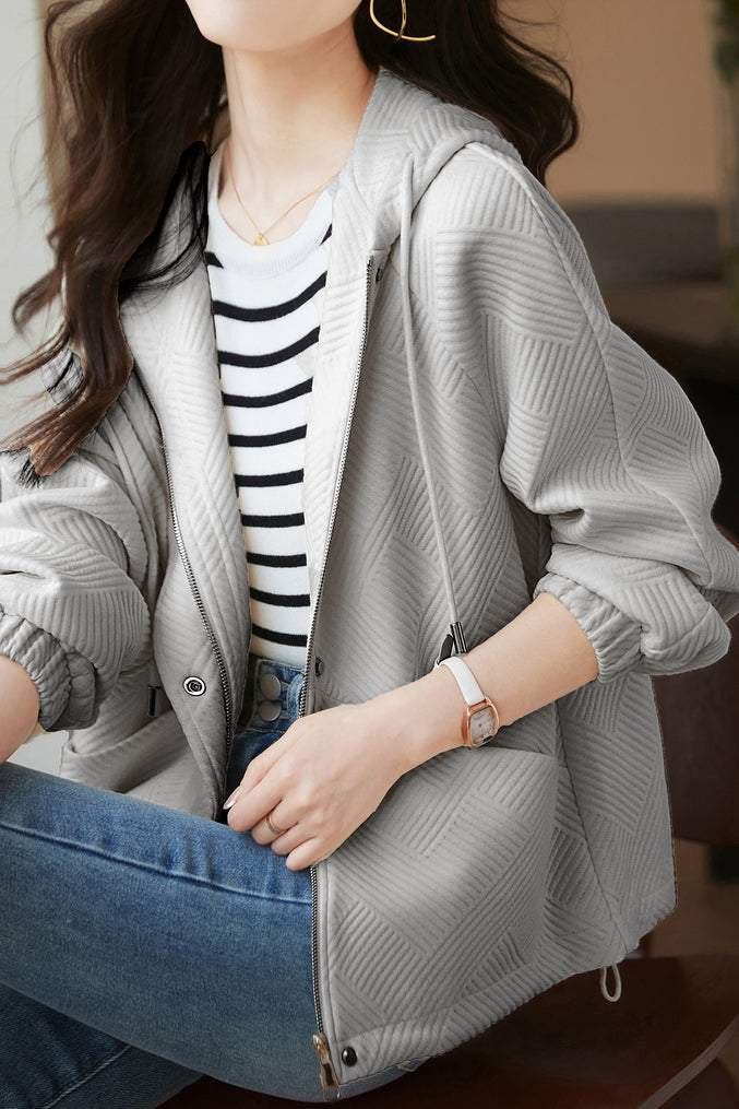 Textured Hooded Jacket - 2 Colors Available - liwisi