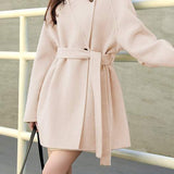 Stand Collar Tie Belt Coat - liwisi