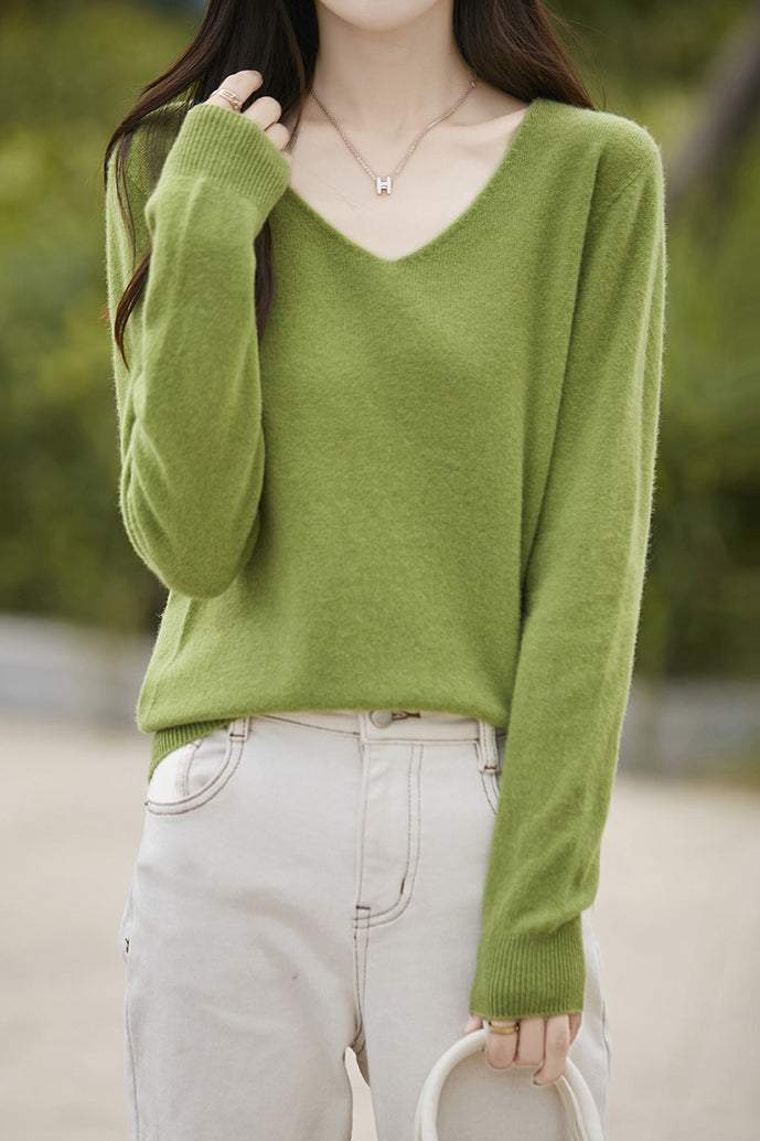 Solid-color versatile knitted shirt - liwisi