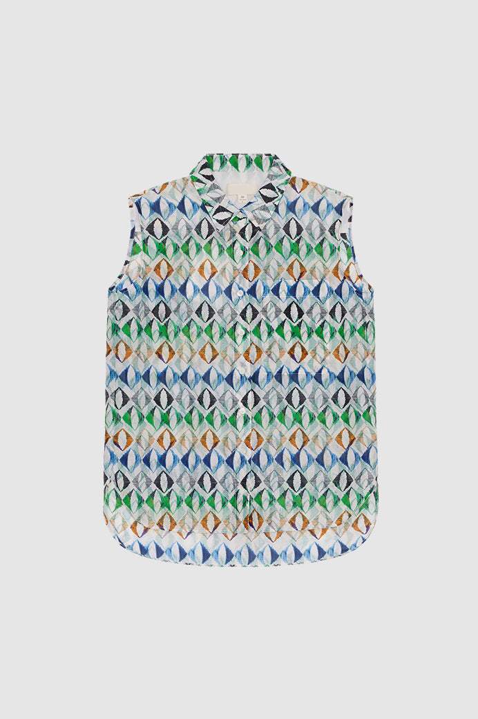 Side Slit Colorful Geometric Print Tank Top - liwisi