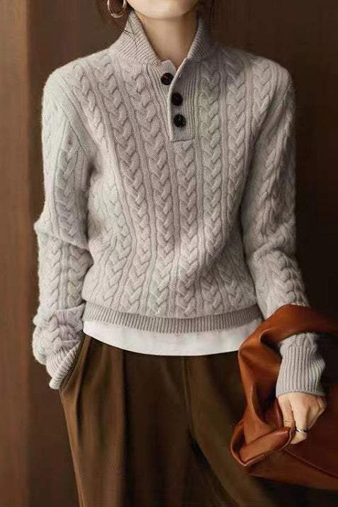 Casual Minimalist Jacquard Knit Sweater - liwisi