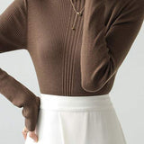 Elegant Ruffle Trim Knit Sweater - liwisi