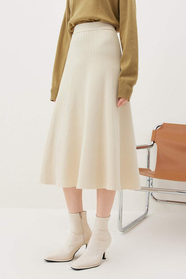 Long Flared Maxi Skirt Thickened Knit Skirt - liwisi